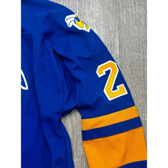 Athletic Knit Hockey Jersey Men's Size Large V-Neck Sportwear Blue - Picture 4 of 10